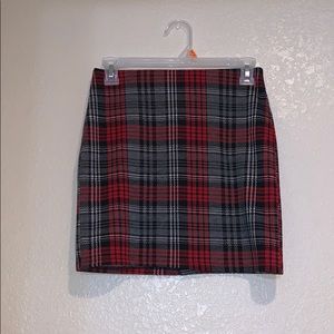 red plaid skirt